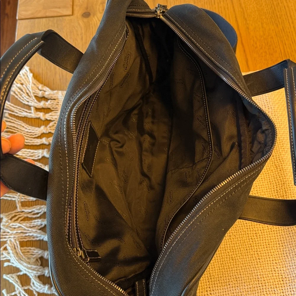 Coach Leatherware Commuter Briefcase Bag Black Canvas With Shoulder Strap.